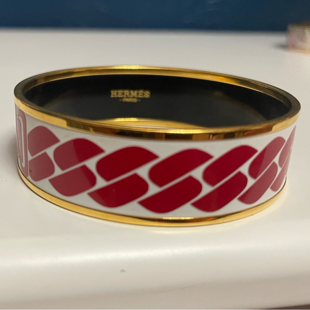 Hermes Red and Gold Enamel Bracelet